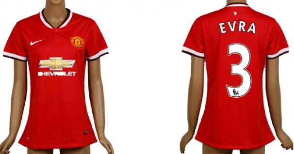 2014/15 Manchester United #3 Evra Home Soccer AAA+ T-Shirt_Womens