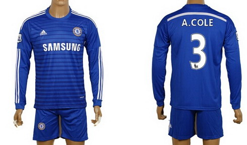 2014/15 Chelsea FC #3 A.Cole Home Long Sleeve Shirt Kit