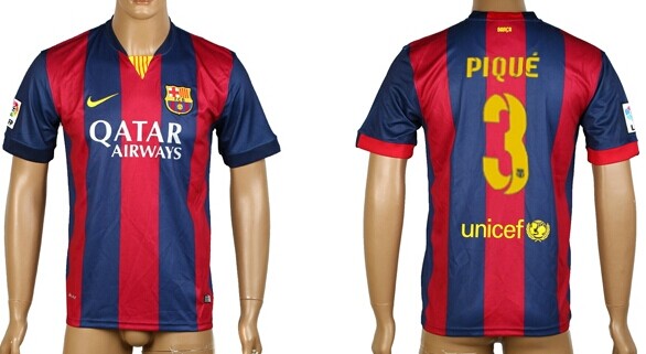 2014/15 FC Bacelona #3 Pique Home Soccer AAA+ T-Shirt