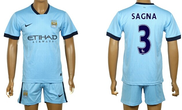 2014/15 Manchester City #3 Sagna Home Soccer Shirt Kit