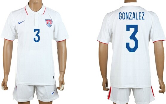 2014 World Cup USA #3 Gonzalez Home Soccer Shirt Kit