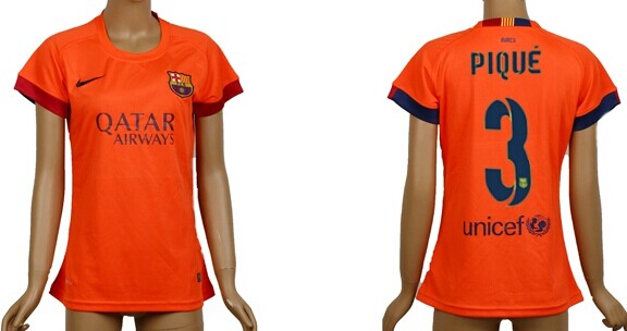 2014/15 FC Bacelona #3 Pique Away Soccer AAA+ T-Shirt_Womens