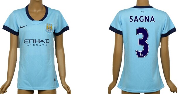 2014/15 Manchester City #3 Sagna Home Soccer AAA+ T-Shirt_Womens