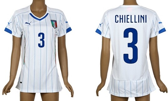 2014 World Cup Italy #3 Chiellini Away Soccer AAA+ T-Shirt_Womens