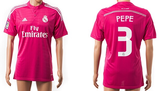 2014/15 Real Madrid #3 Pepe Away Pink Soccer AAA+ T-Shirt