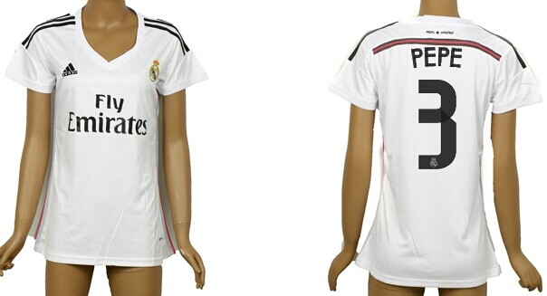 2014/15 Real Madrid #3 Pepe Home Soccer AAA+ T-Shirt_Womens