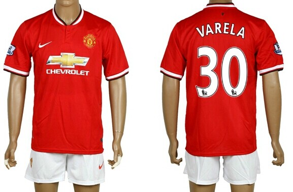 2014/15 Manchester United #30 Varela Home Soccer Shirt Kit