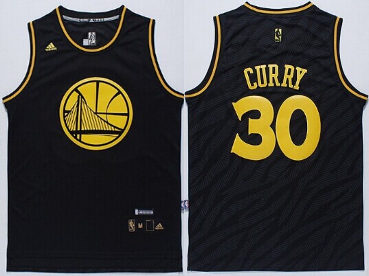 Golden State Warriors #30 Stephen Curry Revolution 30 Swingman 2014 Black With Gold Jersey