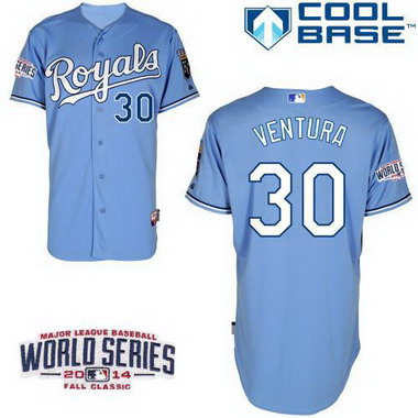 Kansas City Royals #30 Yordano Ventura 2014 World Series Light Blue Jersey