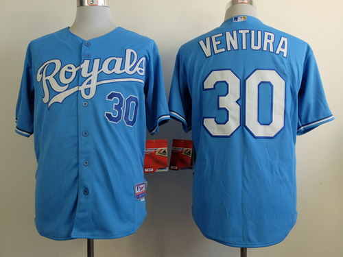 Kansas City Royals #30 Yordano Ventura Light Blue Jersey