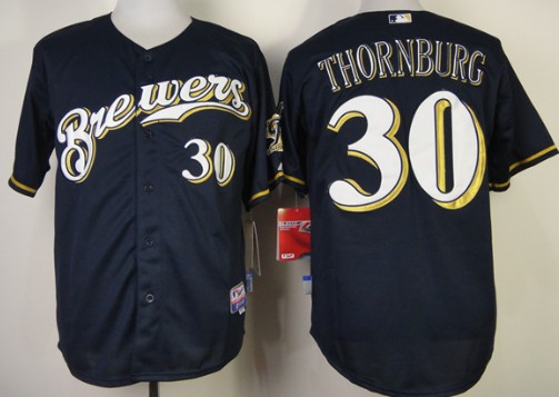 Milwaukee Brewers #30 Tyler Thornburg Navy Blue Jersey