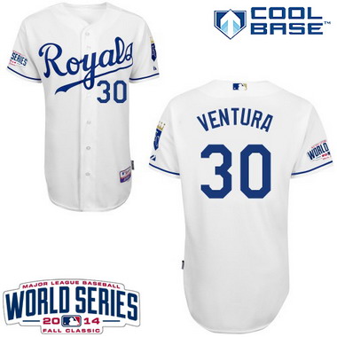 Kansas City Royals #30 Yordano Ventura 2014 World Series White Jersey