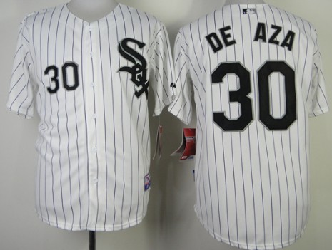 Chicago White Sox #30 Alejandro De Aza White With Black Pinstripe Jersey