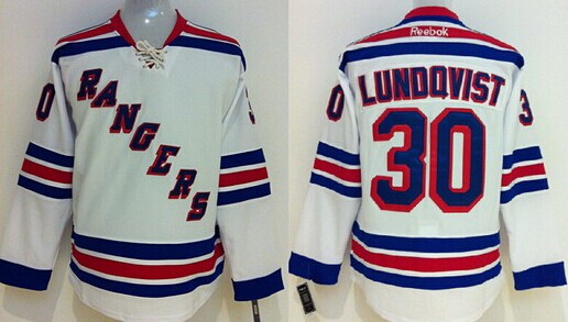 New York Rangers #30 Henrik Lundqvist White Jersey