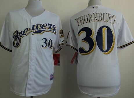 Milwaukee Brewers #30 Tyler Thornburg White Jersey