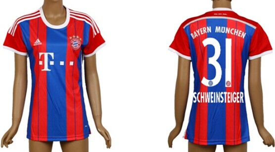 2014/15 Bayern Munchen #31 Schweinsteiger Home Soccer AAA+ T-Shirt_Womens