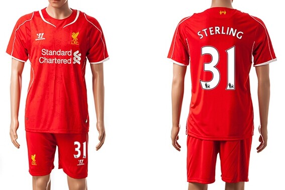 2014/15 Liverpool FC #31 Sterling Home Soccer Shirt Kit