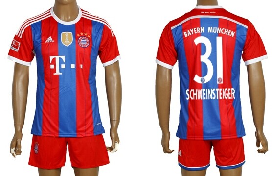2014/15 Bayern Munchen #31 Schweinsteiger Home Soccer Shirt Kit