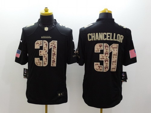 Nike Seattle Seahawks #31 Kam Chancellor Salute to Service Black Limited Jersey
