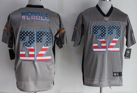 Nike San Diego Chargers #32 Eric Weddle 2014 USA Flag Fashion Gray Elite Jersey