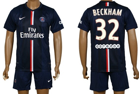 2014/15 Paris Saint-Germain #32 Beckham Home Soccer Shirt Kit