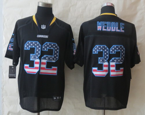 Nike San Diego Chargers #32 Eric Weddle 2014 USA Flag Fashion Black Elite Jersey