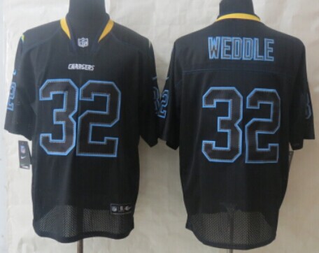Nike San Diego Chargers #32 Eric Weddle Lights Out Black Elite Jersey