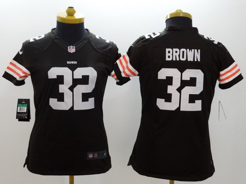 Nike Cleveland Browns #32 Jim Brown Brown Limited Womens Jersey