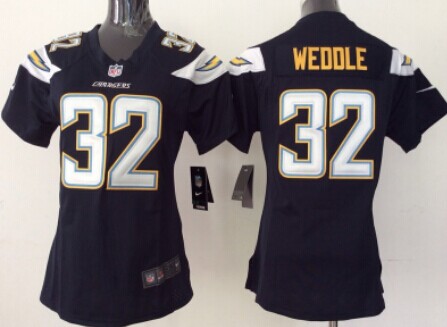 Nike San Diego Chargers #32 Eric Weddle 2013 Navy Blue Game Womens Jersey
