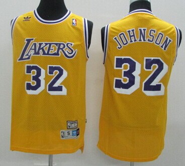 Los Angeles Lakers #32 Magic Johnson Yellow Swingman Throwback Jersey