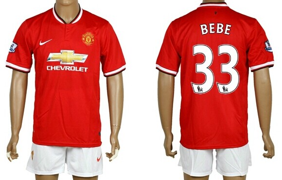 2014/15 Manchester United #33 Bebe Home Soccer Shirt Kit