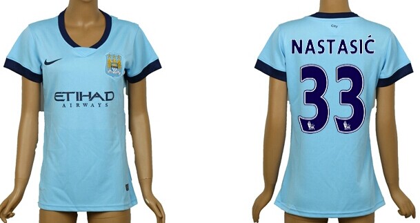 2014/15 Manchester City #33 Nastasic Home Soccer AAA+ T-Shirt_Womens