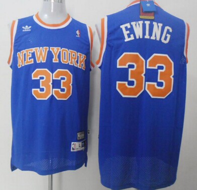 New York Knicks #33 Patrick Ewing Blue Swingman Throwback Jersey