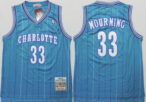 Charlotte Hornets #33 Alonzo Mourning Green Swingman Throwback Jersey