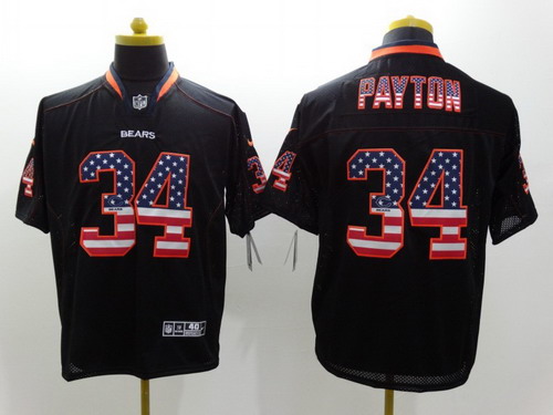 Nike Chicago Bears #34 Walter Payton 2014 USA Flag Fashion Black Elite Jersey