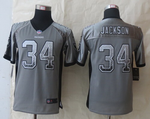 Nike Oakland Raiders #34 Bo Jackson 2013 Drift Fashion Gray Kids Jersey