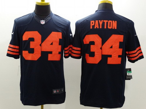 Nike Chicago Bears #34 Walter Payton Blue With Orange Limited Jersey
