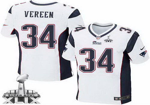 Nike New England Patriots #34 Shane Vereen 2015 Super Bowl XLIX White Elite Jersey