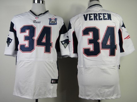 Nike New England Patriots #34 Shane Vereen 2015 Super Bowl XLIX Championship White Elite Jersey