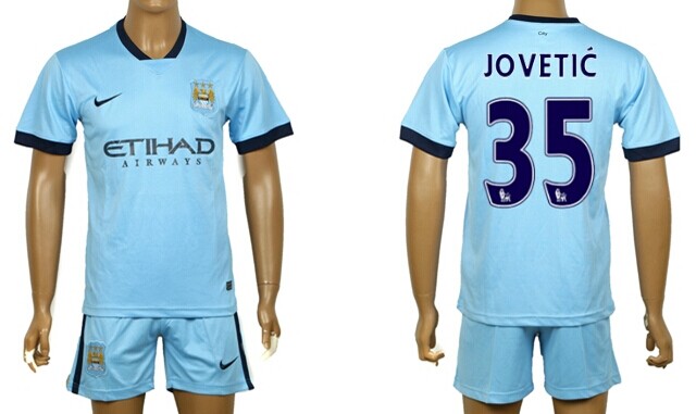 2014/15 Manchester City #35 Jovetic Home Soccer Shirt Kit