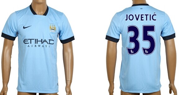 2014/15 Manchester City #35 Jovetic Home Soccer AAA+ T-Shirt