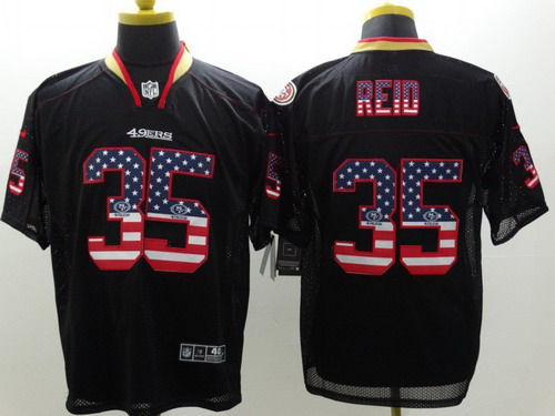 Nike San Francisco 49ers #35 Eric Reid 2014 USA Flag Fashion Black Elite Jersey