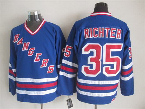 New York Rangers #35 Mike Richter 1993 Light Blue Throwback CCM Jersey