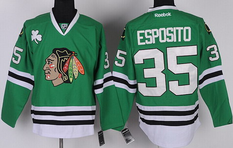 Chicago Blackhawks #35 Tony Esposito Green Jersey