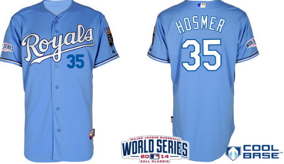 Kansas City Royals #35 Eric Hosmer 2014 World Series Light Blue Jersey