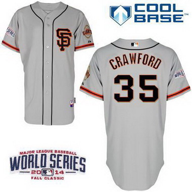 San Francisco Giants #35 Brandon Crawford 2014 World Series Gray SF Edition Jersey