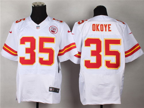 Nike Kansas City Chiefs #35 Christian Okoye White Elite Jersey