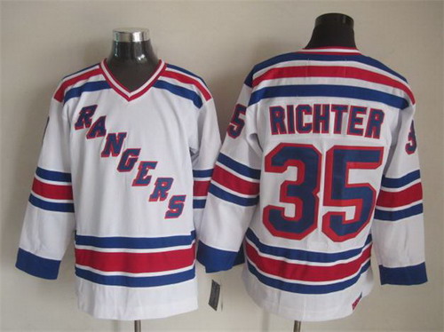 New York Rangers #35 Mike Richter 1993 White Throwback CCM Jersey