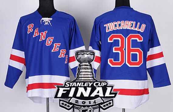 New York Rangers #36 Mats Zuccarello 2014 Stanley Cup Light Blue Jersey