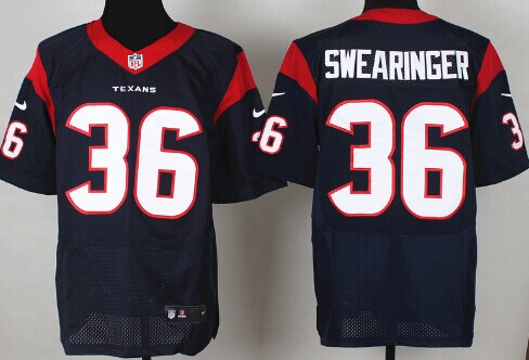 Nike Houston Texans #36 D. J. Swearinger Blue Elite Jersey